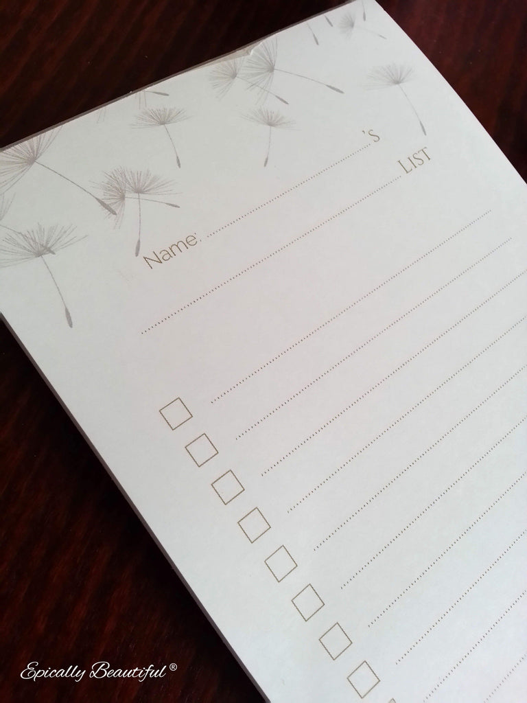 Personalise Your Own To Do List Flying Dandelions Notepad Angled View