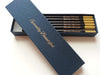 Photo of Epically Beautiful luxury stationery pencils. Top down view.