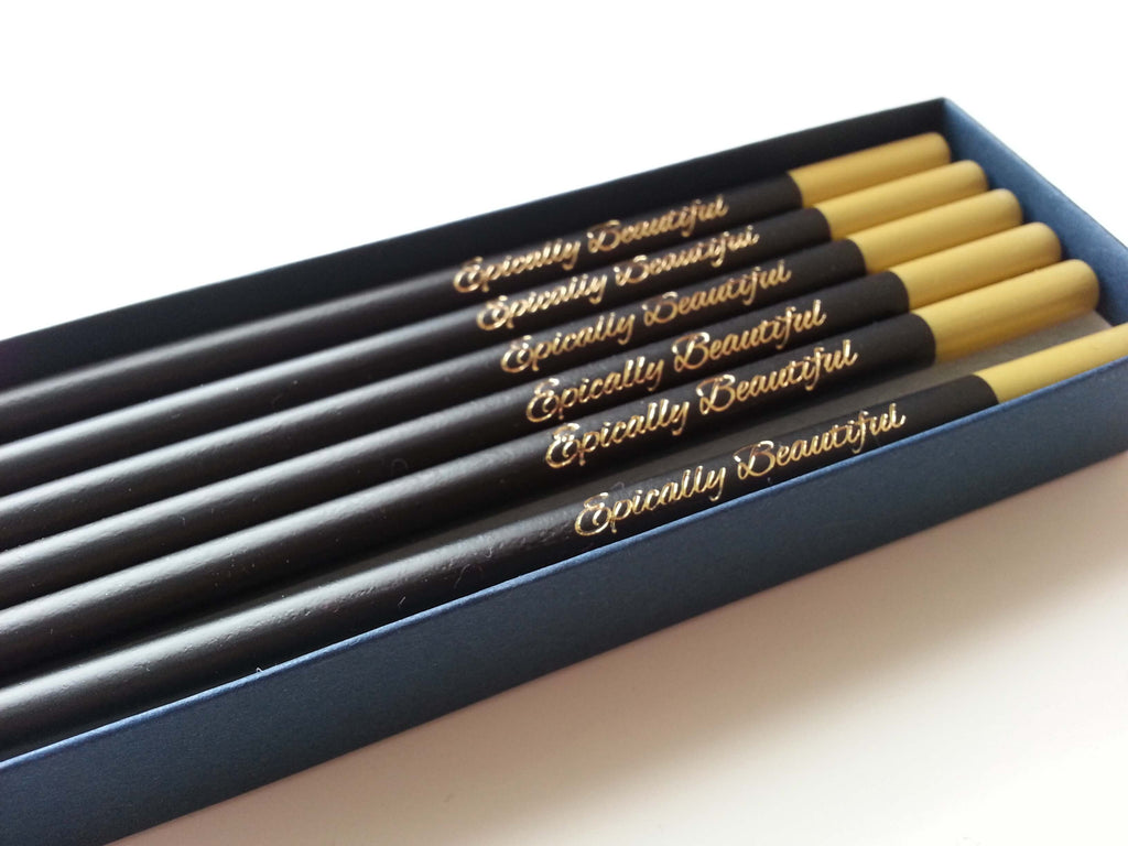 Photo of Epically Beautiful luxury stationery pencils. 6 pencils in a box, no lid.