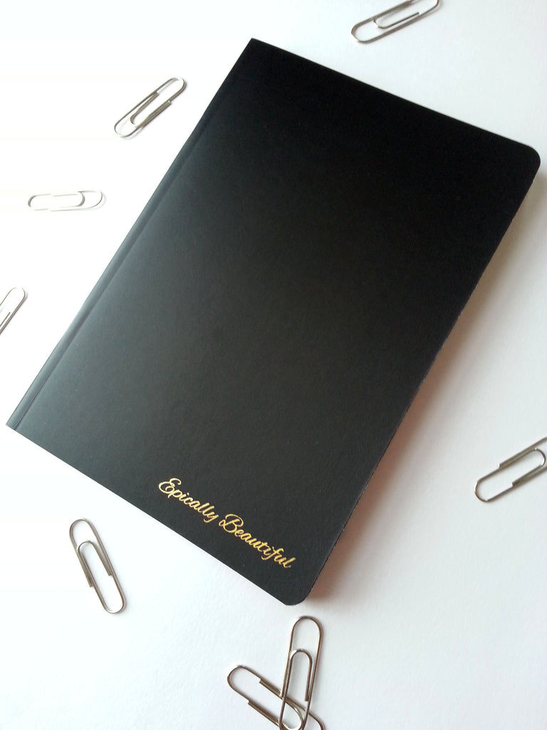 Photo of A6 Foiled Epically Beautiful Notebook in Midnight Black Colour.